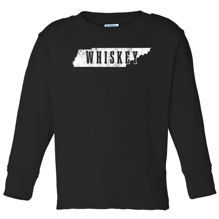 Tennessee Whiskey State Map Bourbon Whisky Vintage Toddler Long Sleeve Shirt