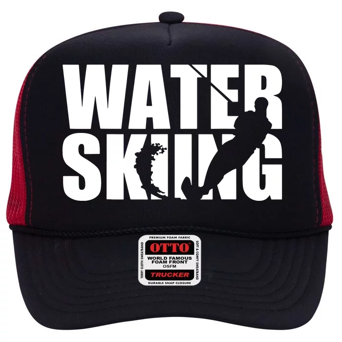 The Water Skiing Silhouette Design High Crown Mesh Trucker Hat