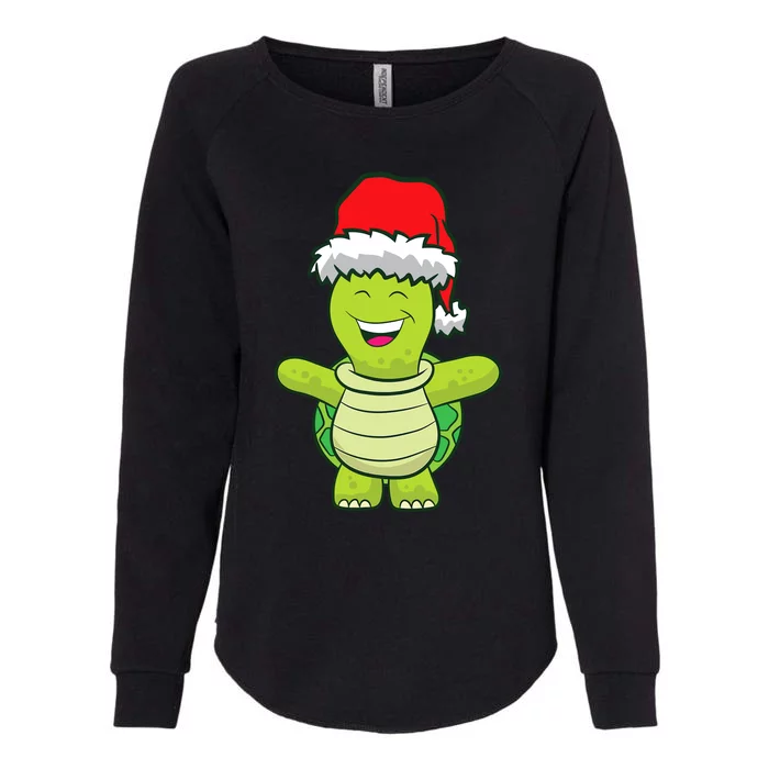 Turtle With Santa Hat Cute Turtle Christmas Womens California Wash Sweatshirt