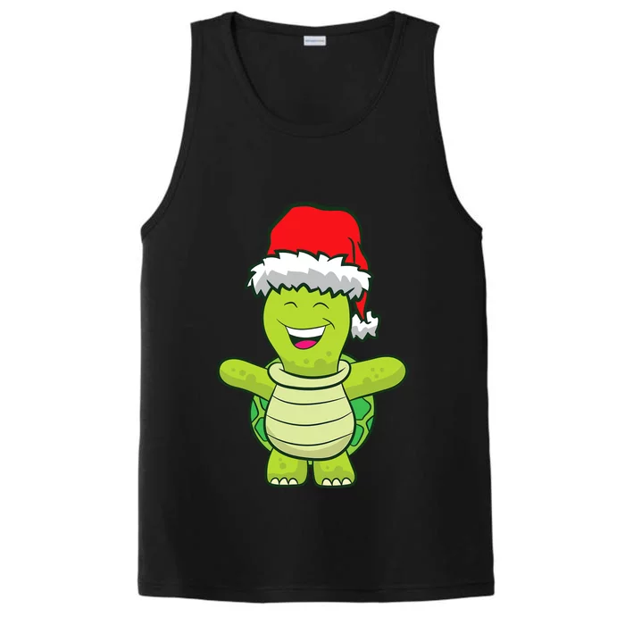 Turtle With Santa Hat Cute Turtle Christmas Performance Tank