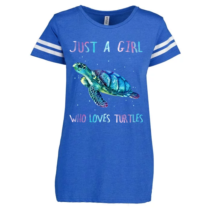 Turtle Watercolor Sea Ocean Just A Girl Who Loves Turtles Cute Gift Enza Ladies Jersey Football T-Shirt