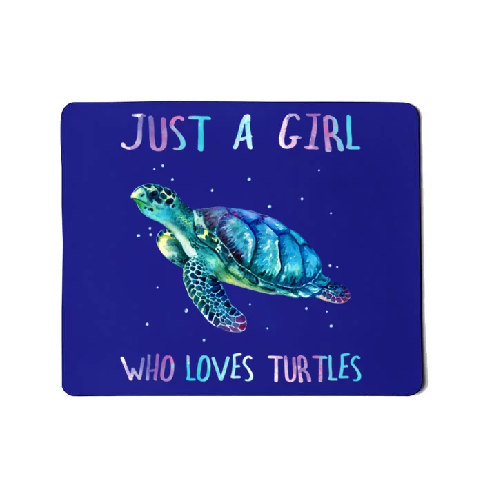 Turtle Watercolor Sea Ocean Just A Who Loves Turtles Gift Mousepad