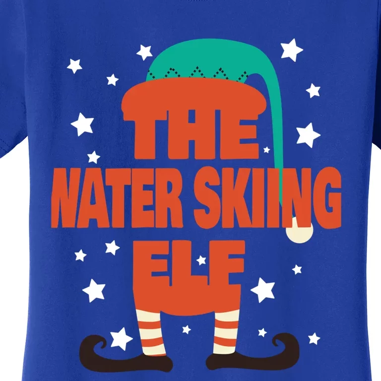 The Water Skiing Elf Christmas Pajama Water Skiing Funny Gift Women's T-Shirt