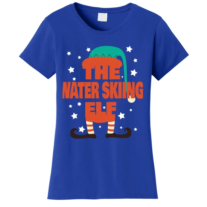 The Water Skiing Elf Christmas Pajama Water Skiing Funny Gift Women's T-Shirt