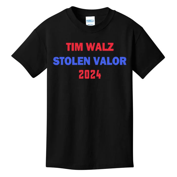 Tim Walz Stolen Valor Kids T-Shirt