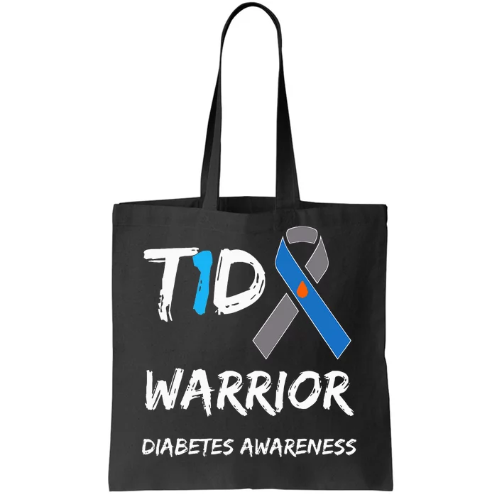 T1d Warrior Type 1 Diabetes Awareness Blue Ribbon Tote Bag