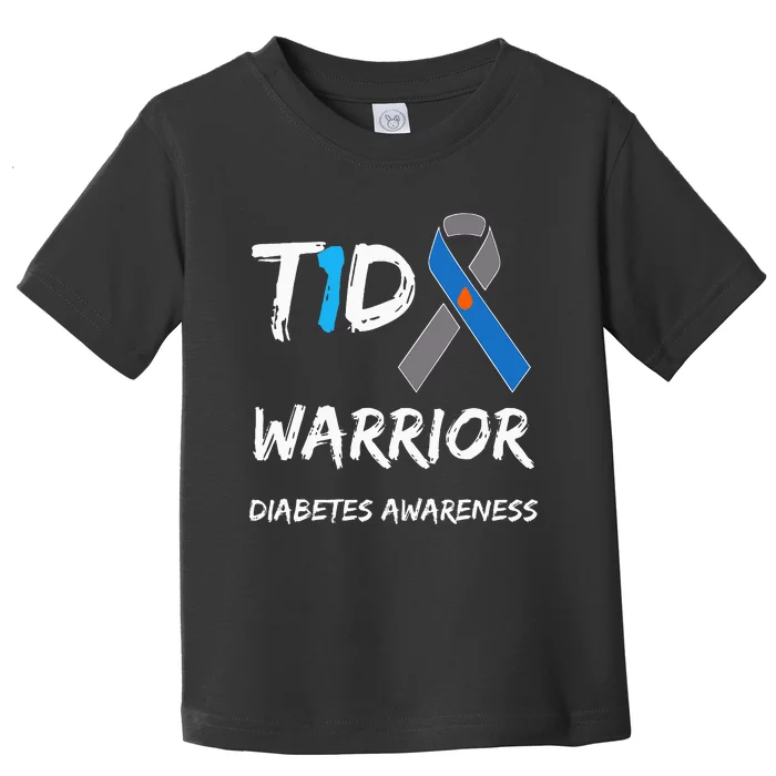 T1d Warrior Type 1 Diabetes Awareness Blue Ribbon Toddler T-Shirt