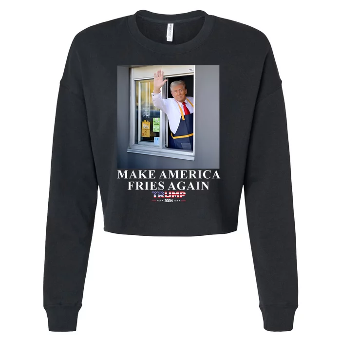 Trump Works The Drivethru Make America Fries Again Cropped Pullover Crew