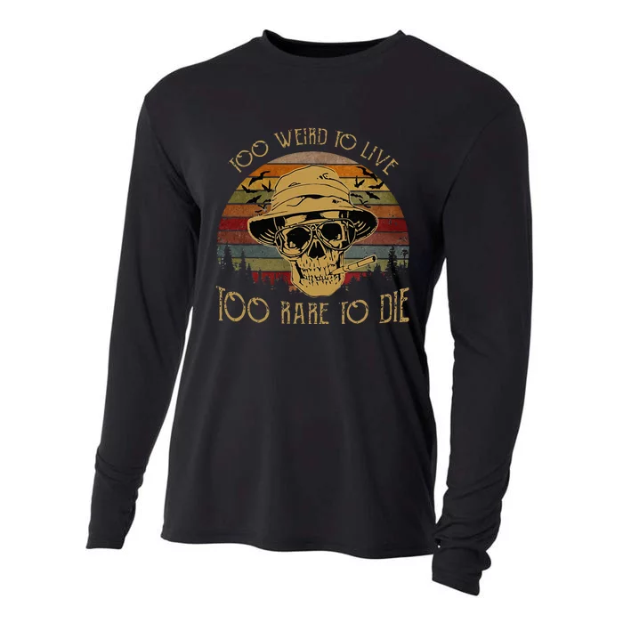 Too Weird To Live Too Rare To Die Vintage Skull Cooling Performance Long Sleeve Crew