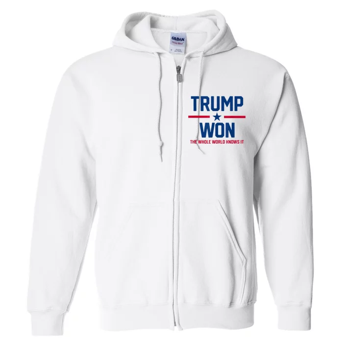 Trump Won The Whole World Knows It Full Zip Hoodie