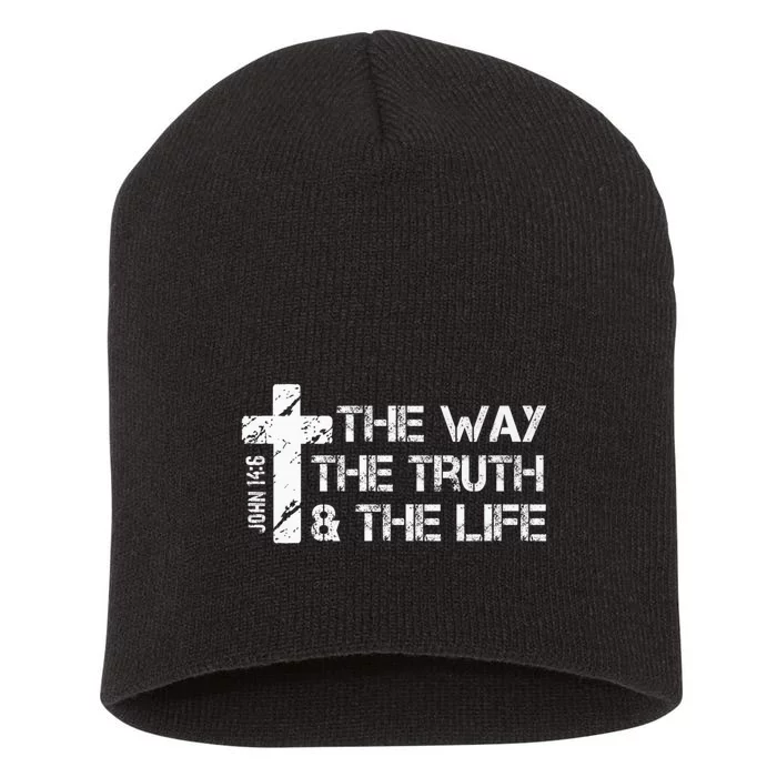 The Way Truth Life John 14 6 Bible Verse Christian Faith Short Acrylic Beanie