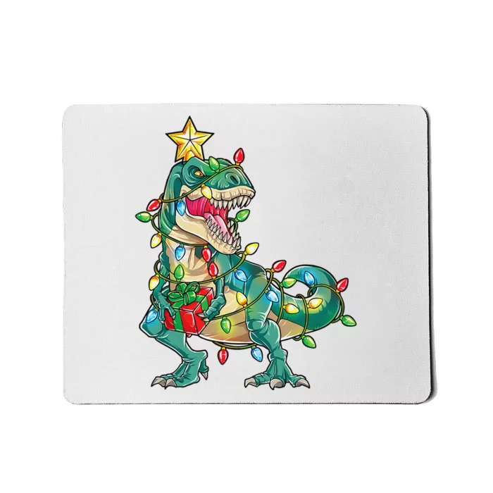 TRex with Tree lights Family Xmas Dinosaur Mousepad