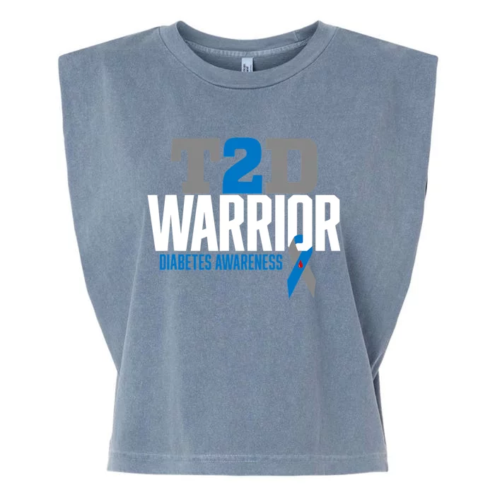 T2D Warrior Type 2 Diabetes Awareness Diabetic Garment-Dyed Women's Muscle Tee