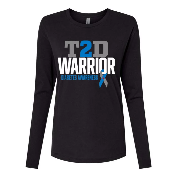 T2D Warrior Type 2 Diabetes Awareness Diabetic Womens Cotton Relaxed Long Sleeve T-Shirt