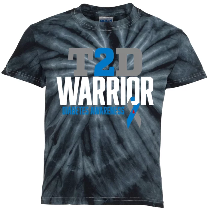 T2D Warrior Type 2 Diabetes Awareness Diabetic Kids Tie-Dye T-Shirt