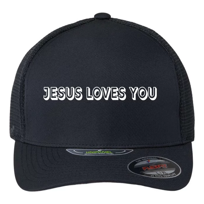 Top Words That Christians Say JESUS LOVES YOU Flexfit Unipanel Trucker Cap