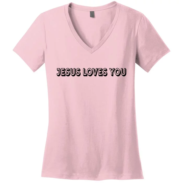 Top Words That Christians Say JESUS LOVES YOU Women's V-Neck T-Shirt