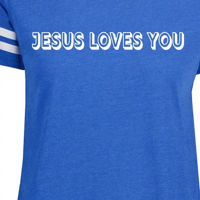 Top Words That Christians Say JESUS LOVES YOU Enza Ladies Jersey Football T-Shirt