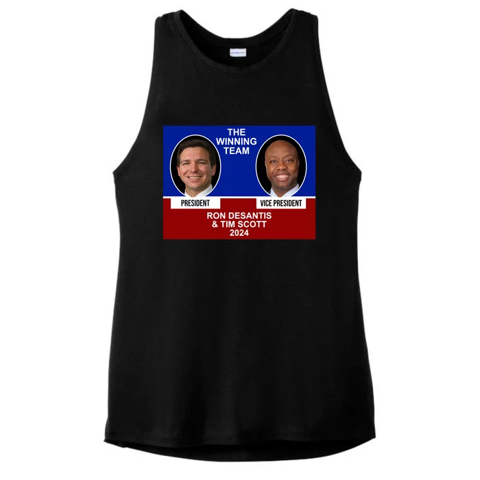 The Winning Team Ron Desantis And Tim Scott 2024 Ladies Tri-Blend Wicking Tank