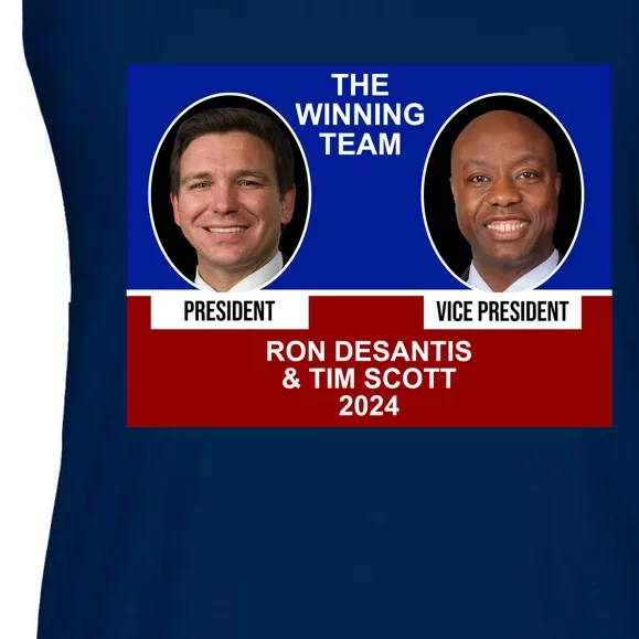 The Winning Team Ron Desantis And Tim Scott 2024 Ladies Essential Flowy Tank