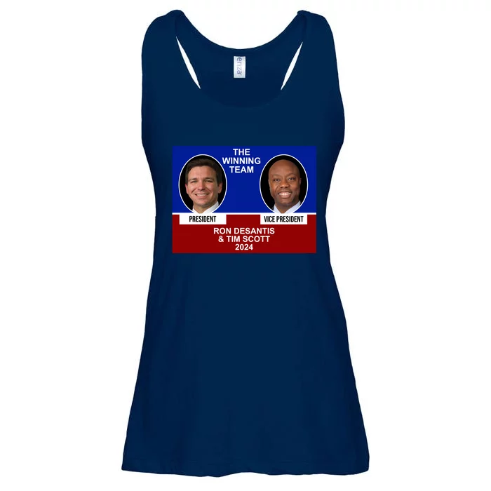 The Winning Team Ron Desantis And Tim Scott 2024 Ladies Essential Flowy Tank