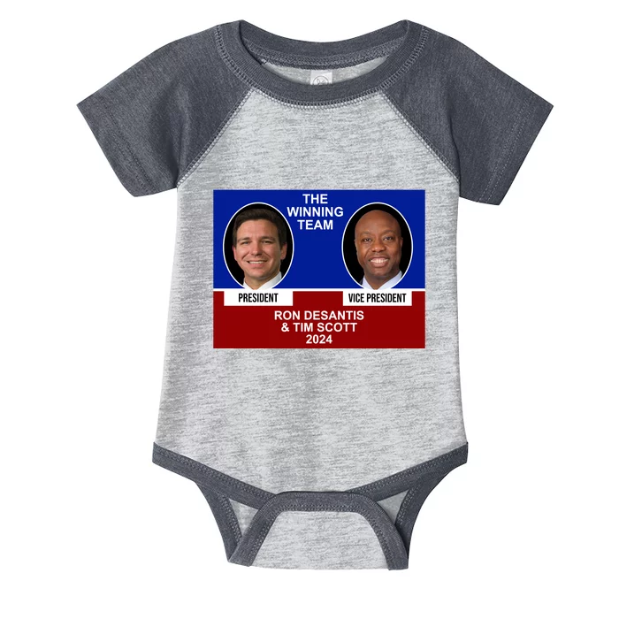 The Winning Team Ron Desantis And Tim Scott 2024 Infant Baby Jersey Bodysuit