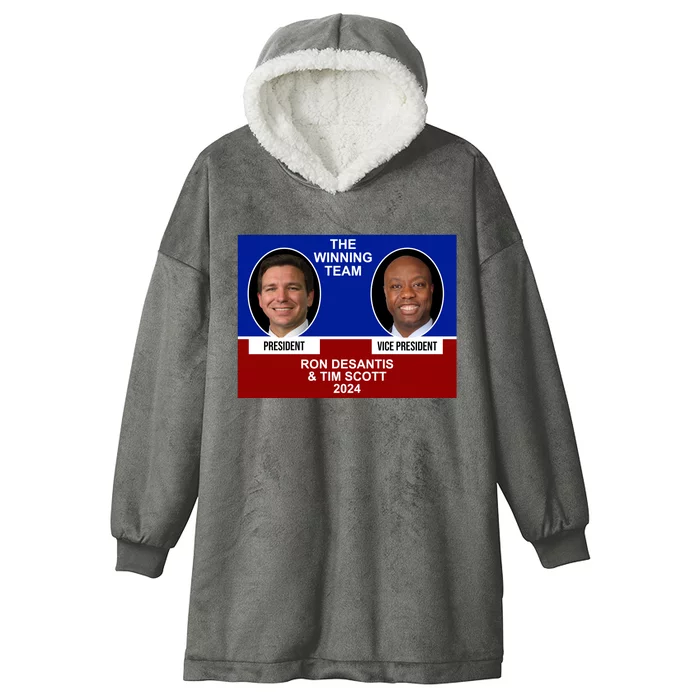 The Winning Team Ron Desantis And Tim Scott 2024 Hooded Wearable Blanket