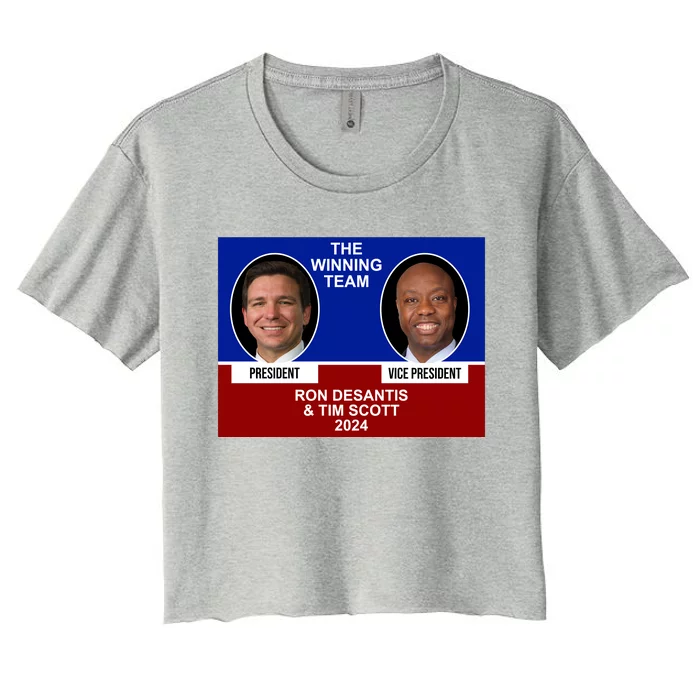 The Winning Team Ron Desantis And Tim Scott 2024 Women's Crop Top Tee