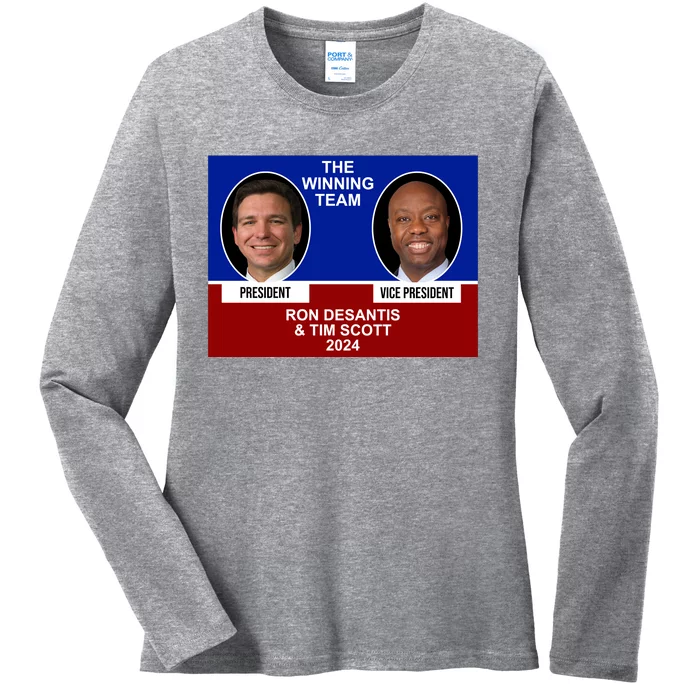 The Winning Team Ron Desantis And Tim Scott 2024 Ladies Long Sleeve Shirt