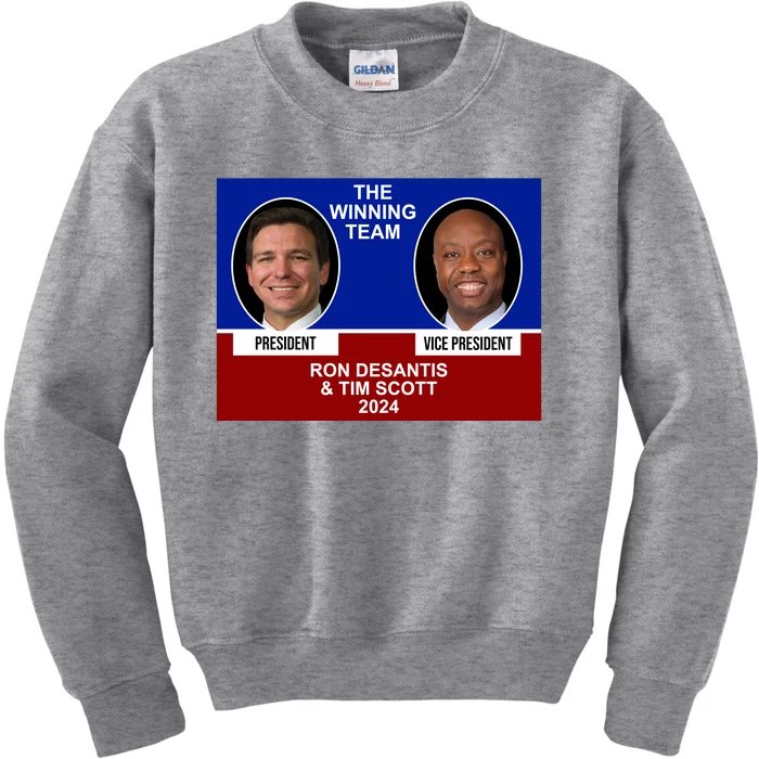 The Winning Team Ron Desantis And Tim Scott 2024 Kids Sweatshirt