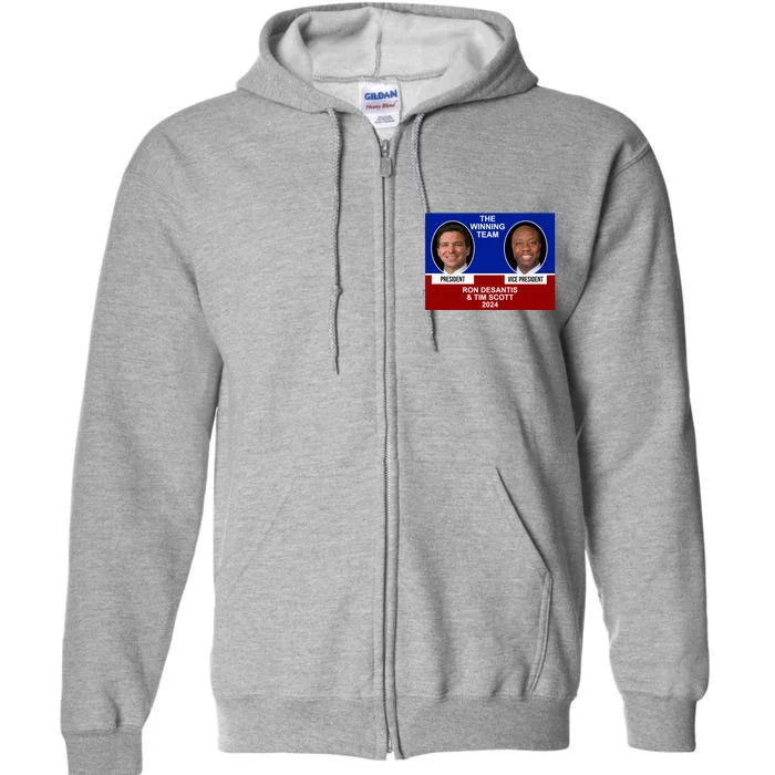 The Winning Team Ron Desantis And Tim Scott 2024 Full Zip Hoodie