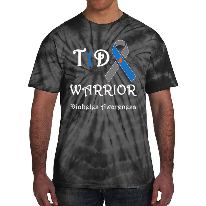 T1D Warrior Type 1 Diabetes Awareness Blue Ribbon Tie-Dye T-Shirt