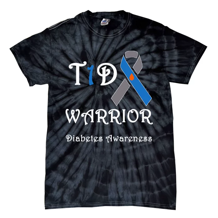 T1D Warrior Type 1 Diabetes Awareness Blue Ribbon Tie-Dye T-Shirt