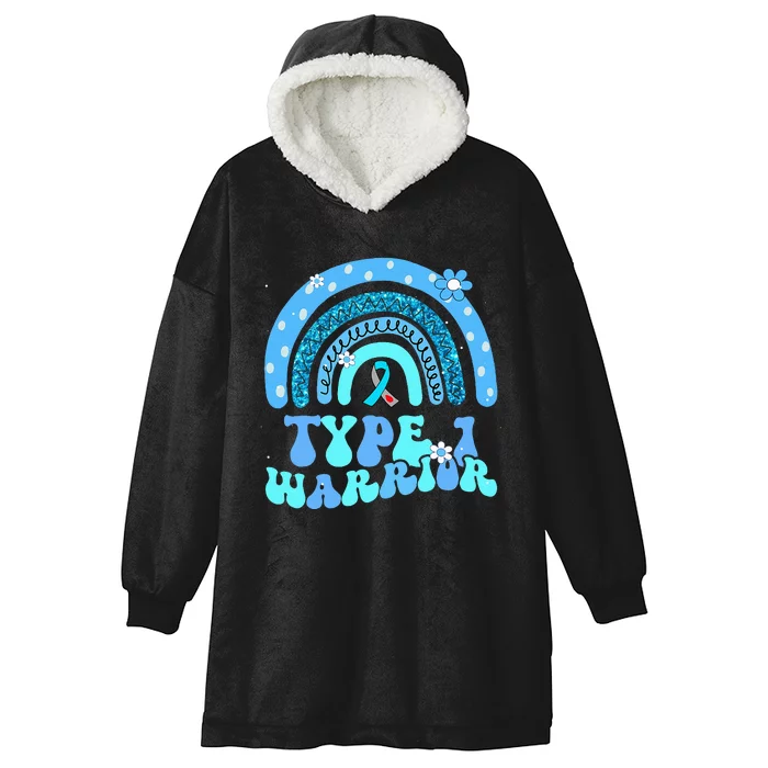 T1D Warrior Type 1 Diabetes Awareness Blue Ribbon Hooded Wearable Blanket