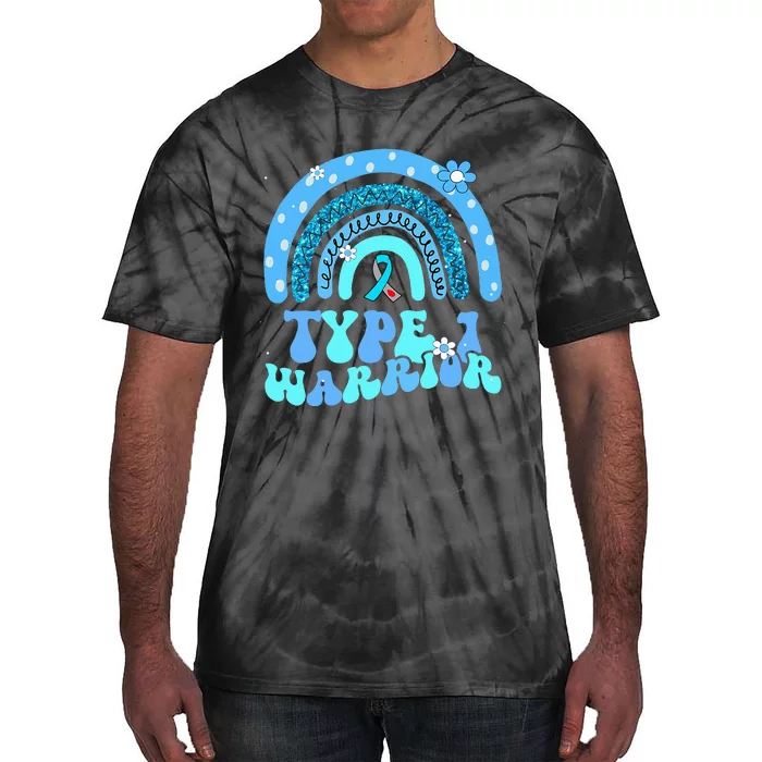 T1D Warrior Type 1 Diabetes Awareness Blue Ribbon Tie-Dye T-Shirt