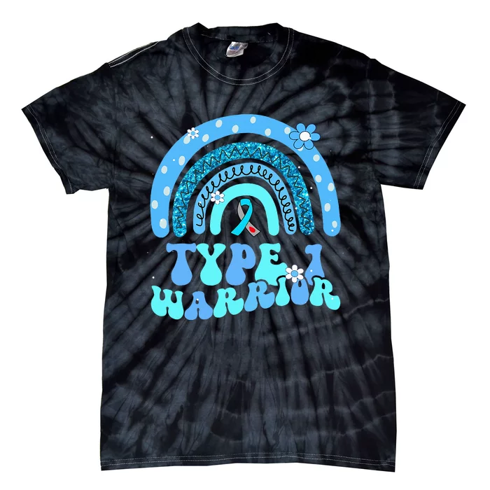 T1D Warrior Type 1 Diabetes Awareness Blue Ribbon Tie-Dye T-Shirt