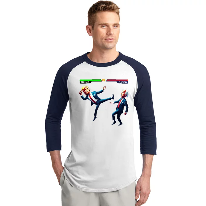 Trump Wins Trump Vs Biden Elections Funny Debate 2024 Baseball Sleeve Shirt