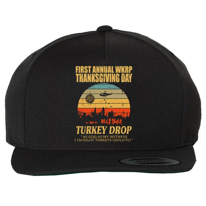 Thanksgiving Wkrp Turkey Drop Wool Snapback Cap