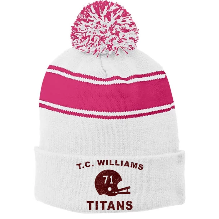 T.C. Williams Titan Football Helmet Stripe Pom Pom Beanie