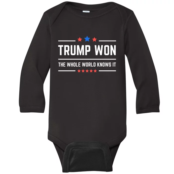 Trump Won The Whole World Knows It Baby Long Sleeve Bodysuit