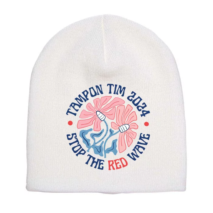 Tim Walz Tampon 2024 Presidential Race Vote Blue Madam President Kamala Short Acrylic Beanie