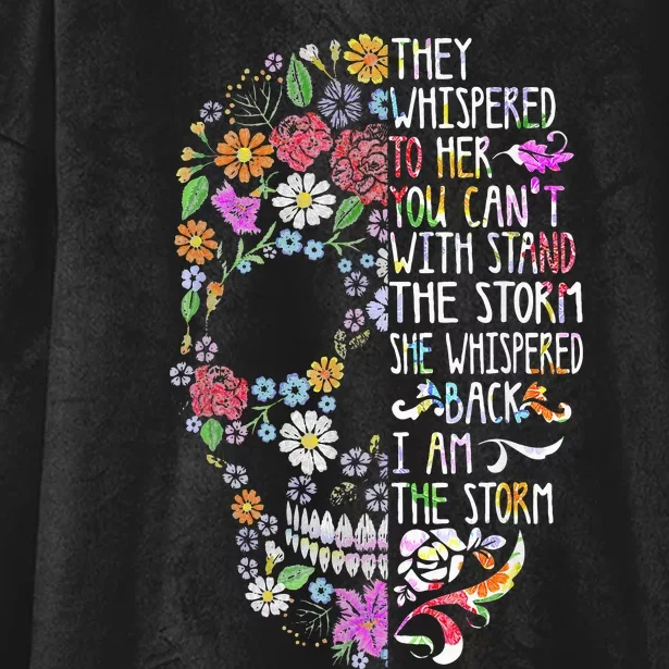 They Whispered To Her Flower Skull Hooded Wearable Blanket