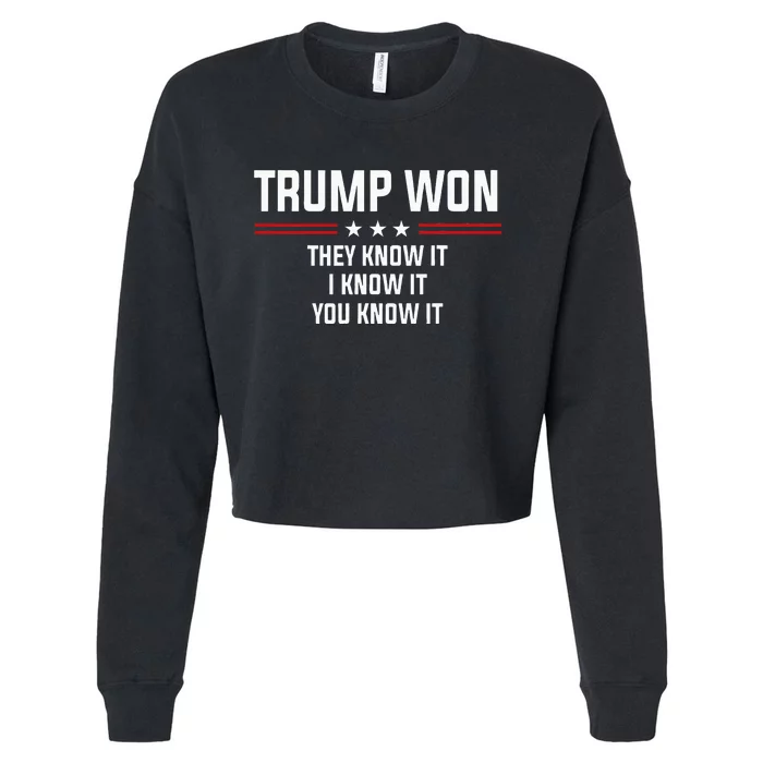 Trump won they know it i know it you know it Cropped Pullover Crew