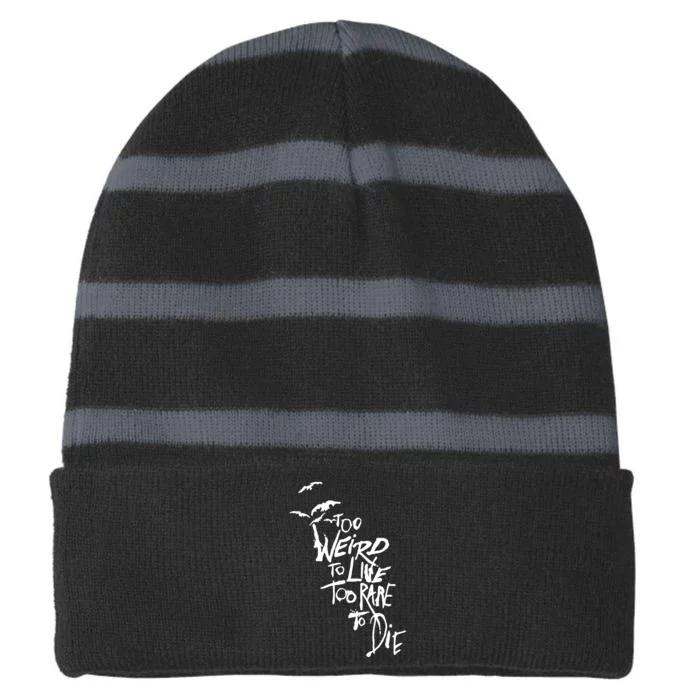 Too Weird To Live Striped Beanie with Solid Band