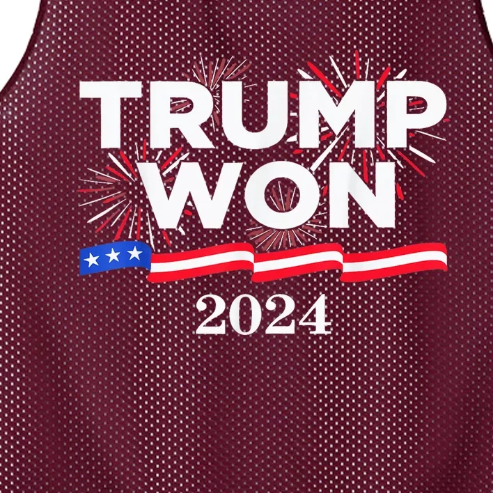 Trump Won Trump Wins 2024 Presidential Election 2024 Us Presidency Mesh Reversible Basketball Jersey Tank