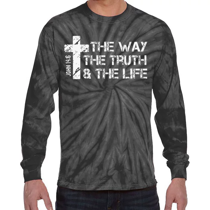 The Way Truth Life John 14 6 Bible Verse Christian Faith Tie-Dye Long Sleeve Shirt