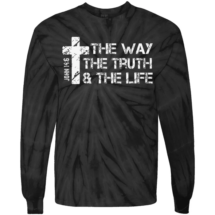 The Way Truth Life John 14 6 Bible Verse Christian Faith Tie-Dye Long Sleeve Shirt