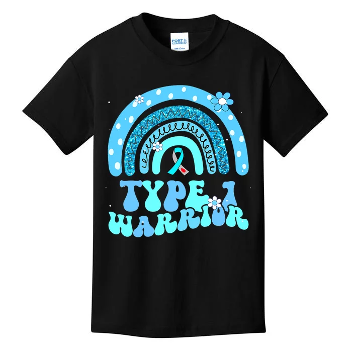 T1D Warrior Type 1 Diabetes Awareness Blue Ribbon Kids T-Shirt