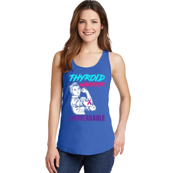 Thyorid Warrior Unbreakable Support Thyroid Cancer Gift Ladies Essential Tank