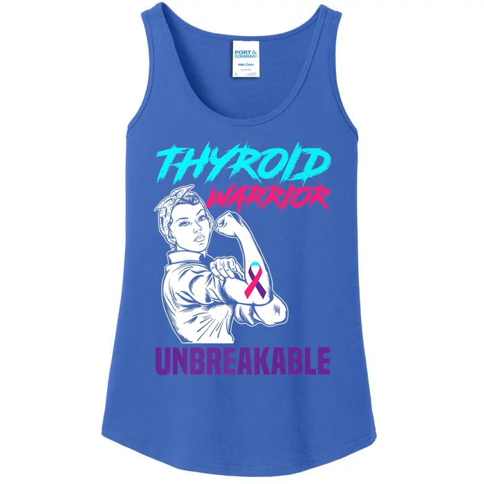 Thyorid Warrior Unbreakable Support Thyroid Cancer Gift Ladies Essential Tank